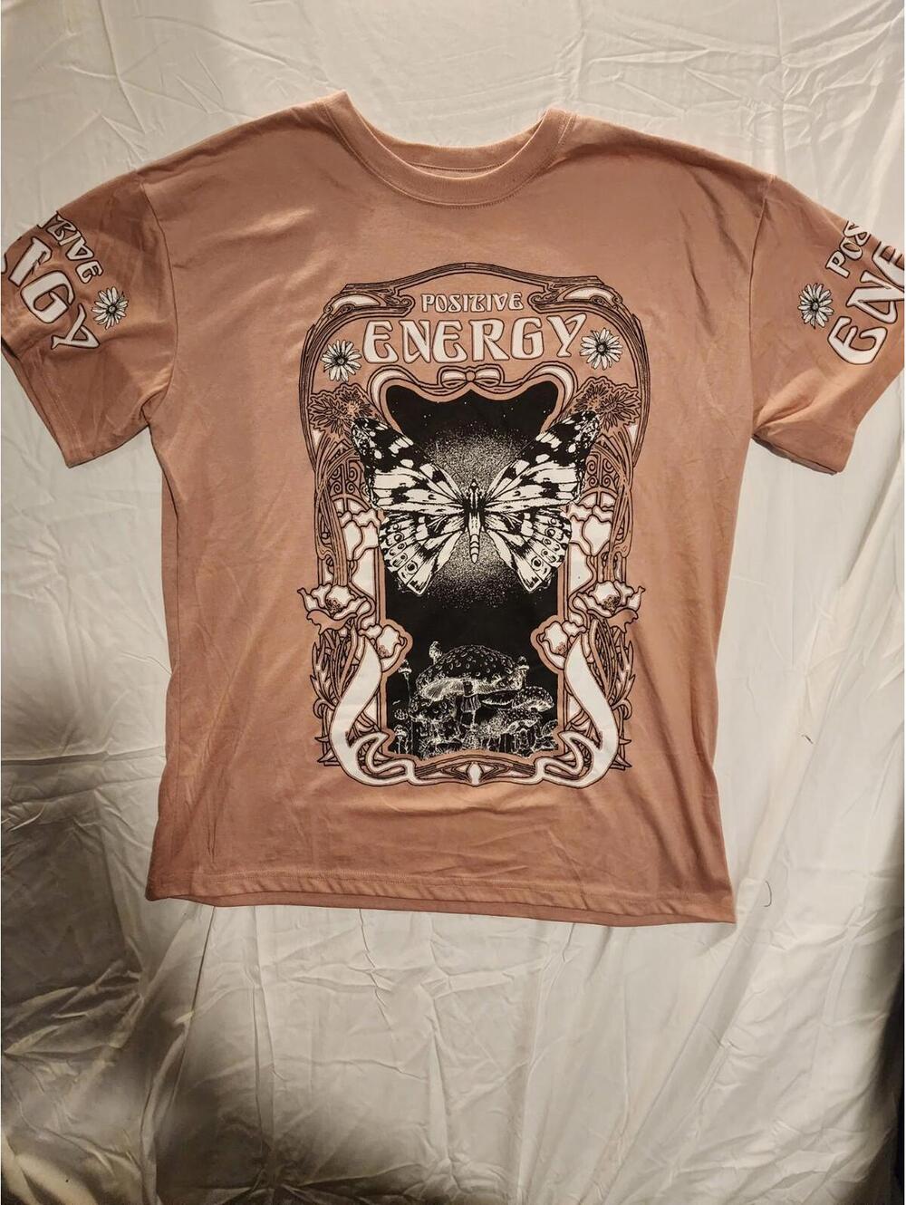 Pink Weekend Warriors Positive Energy Graphic T-shirt. Womens Size Large.